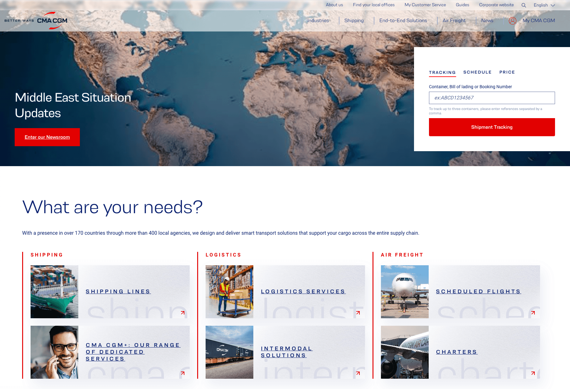 Interface réalisée pour CMA CGM