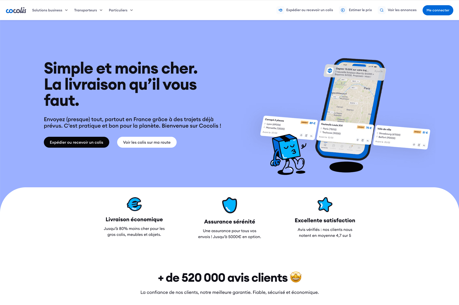 Interface réalisée pour Cocolis
